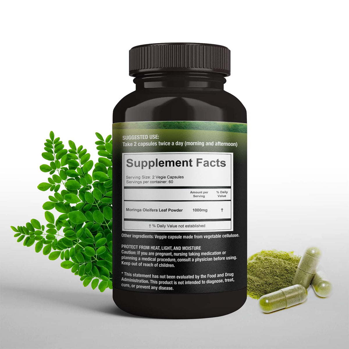 Organic Moringa Leaf Powder Capsules 500mg 120 Capsules Q257252