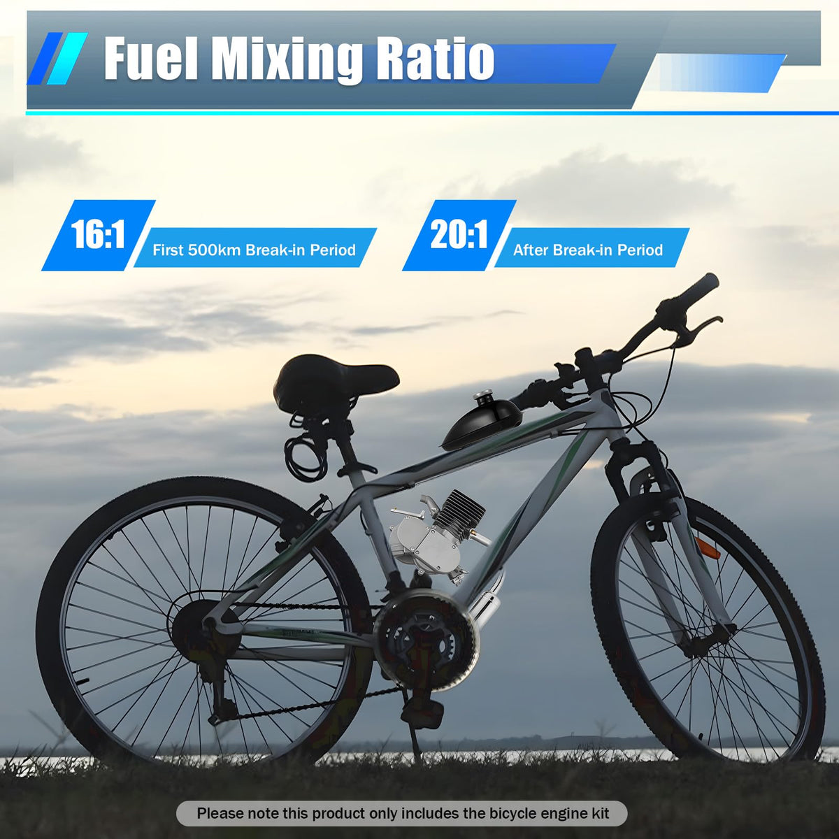 2-Stroke Bicycle Engine Motor Kit with CDI Ignition and 44-Tooth Sprocket U798