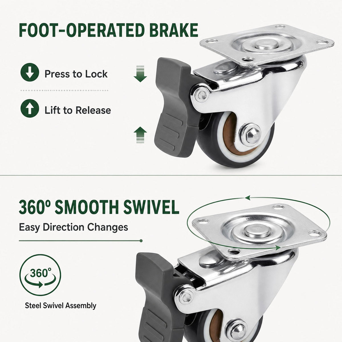 1 Inch Caster Wheels Set of 4 P70124