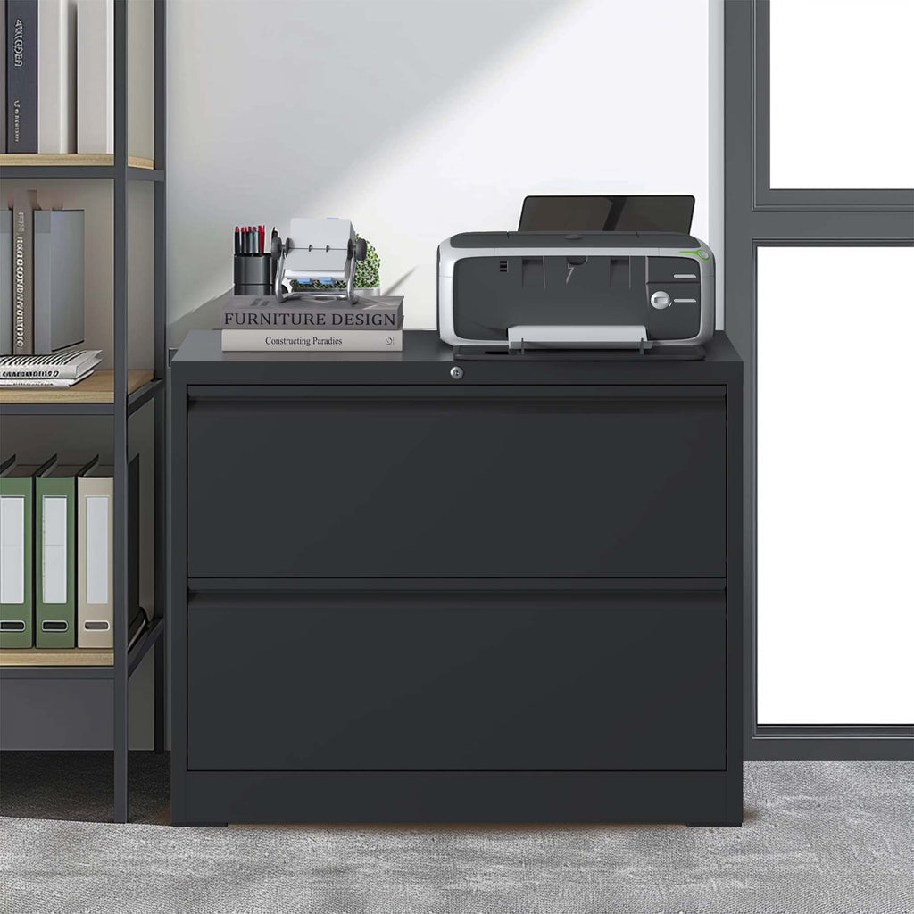 2 Drawer Black Metal File Cabinet with Lock N309187