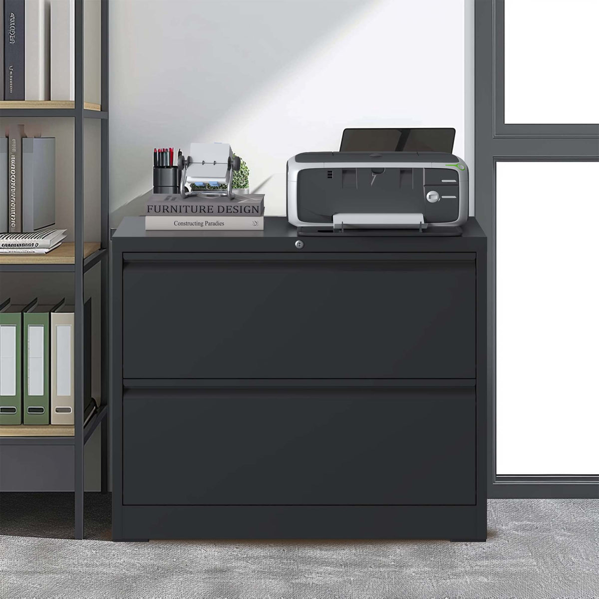 2 Drawer Black Metal File Cabinet with Lock N309187