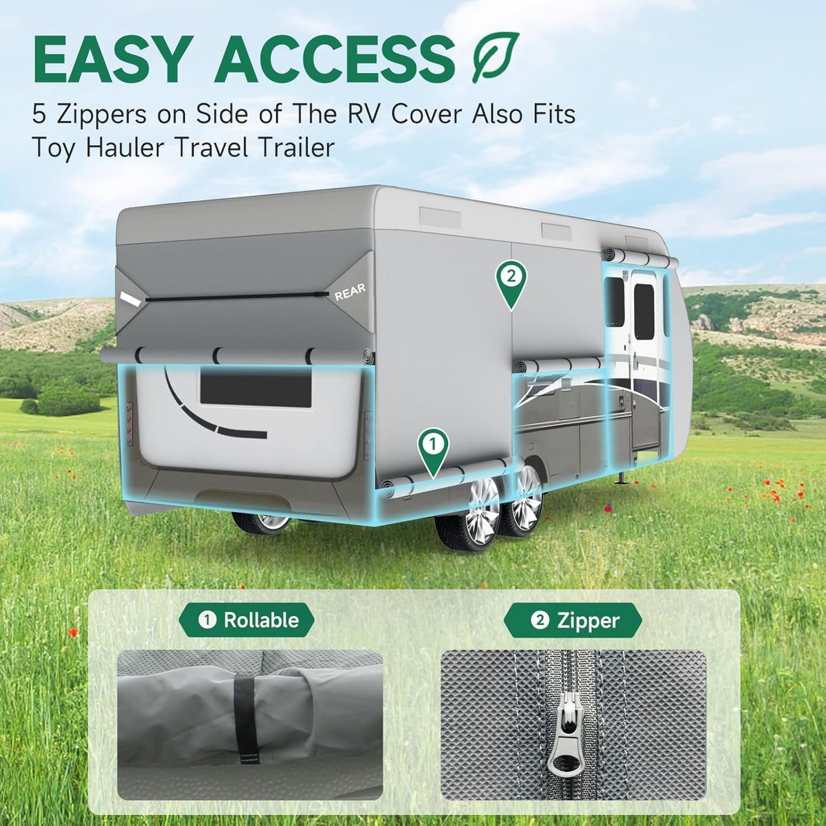 Lightweight Waterproof RV Cover Fits 24-27ft Travel Trailer Y888