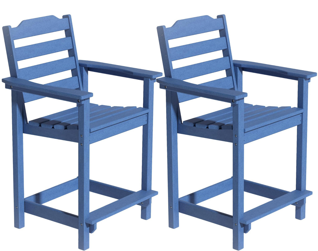 HDPE All-Weather Plastic Adirondack Chair Set of 2 Navy Blue I729754