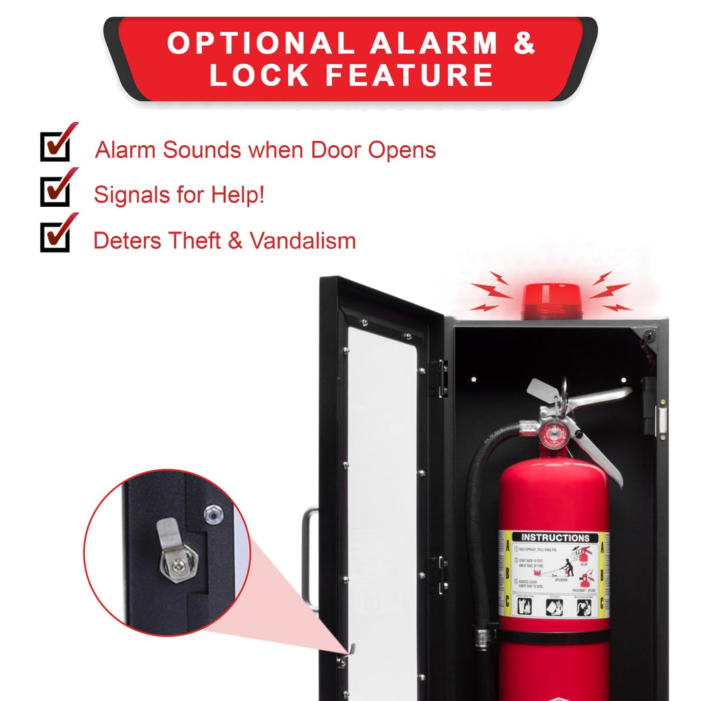 Black Fire Extinguisher Cabinet with Alarm and Lock R333