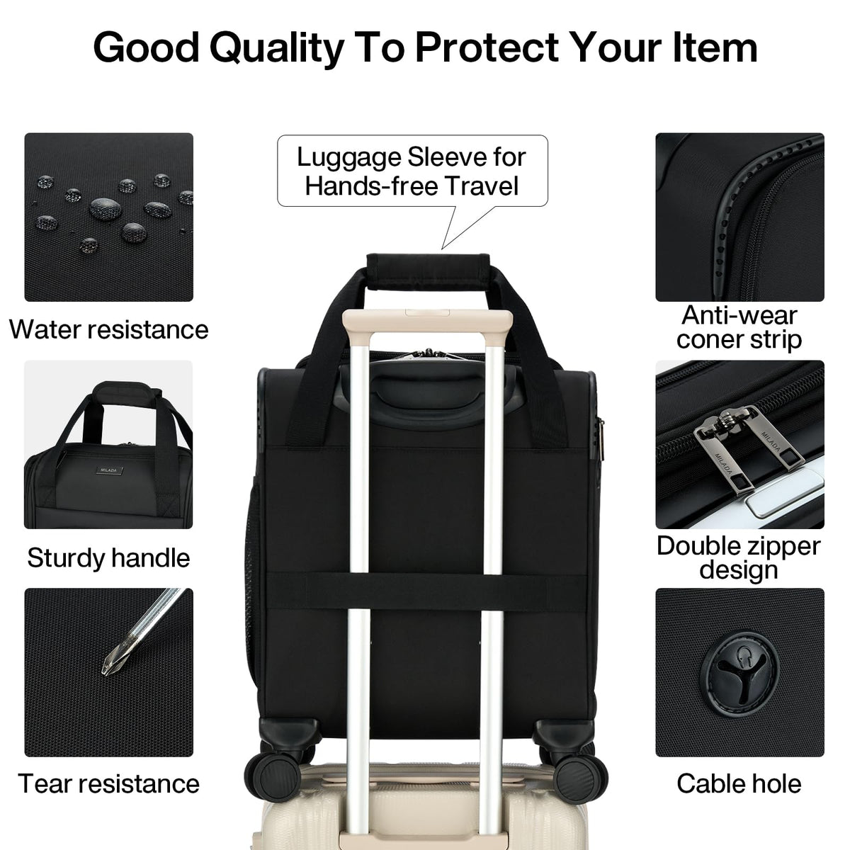 Black 16-inch Underseat Carry On Luggage with Wheels H993932