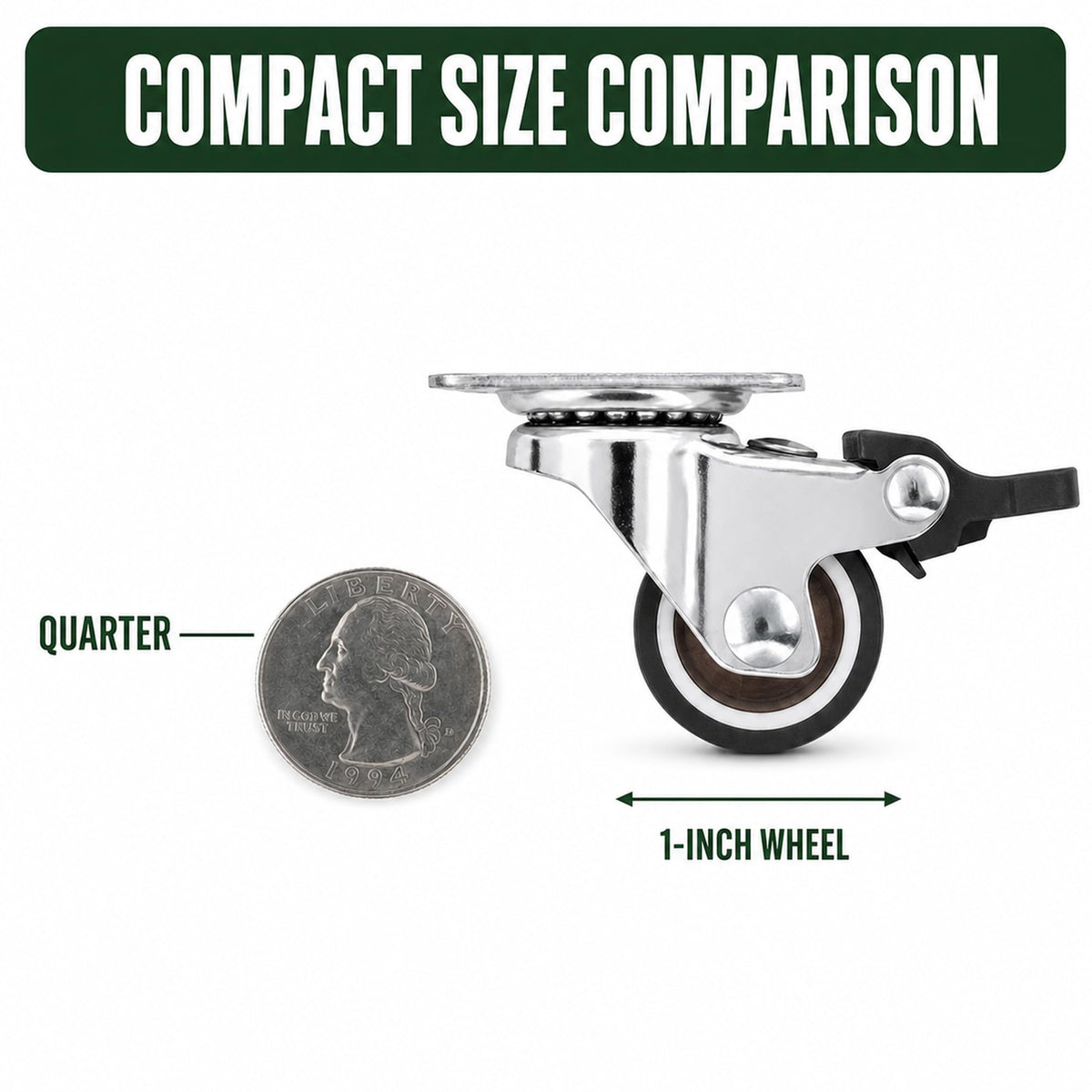1 Inch Caster Wheels Set of 4 P70124