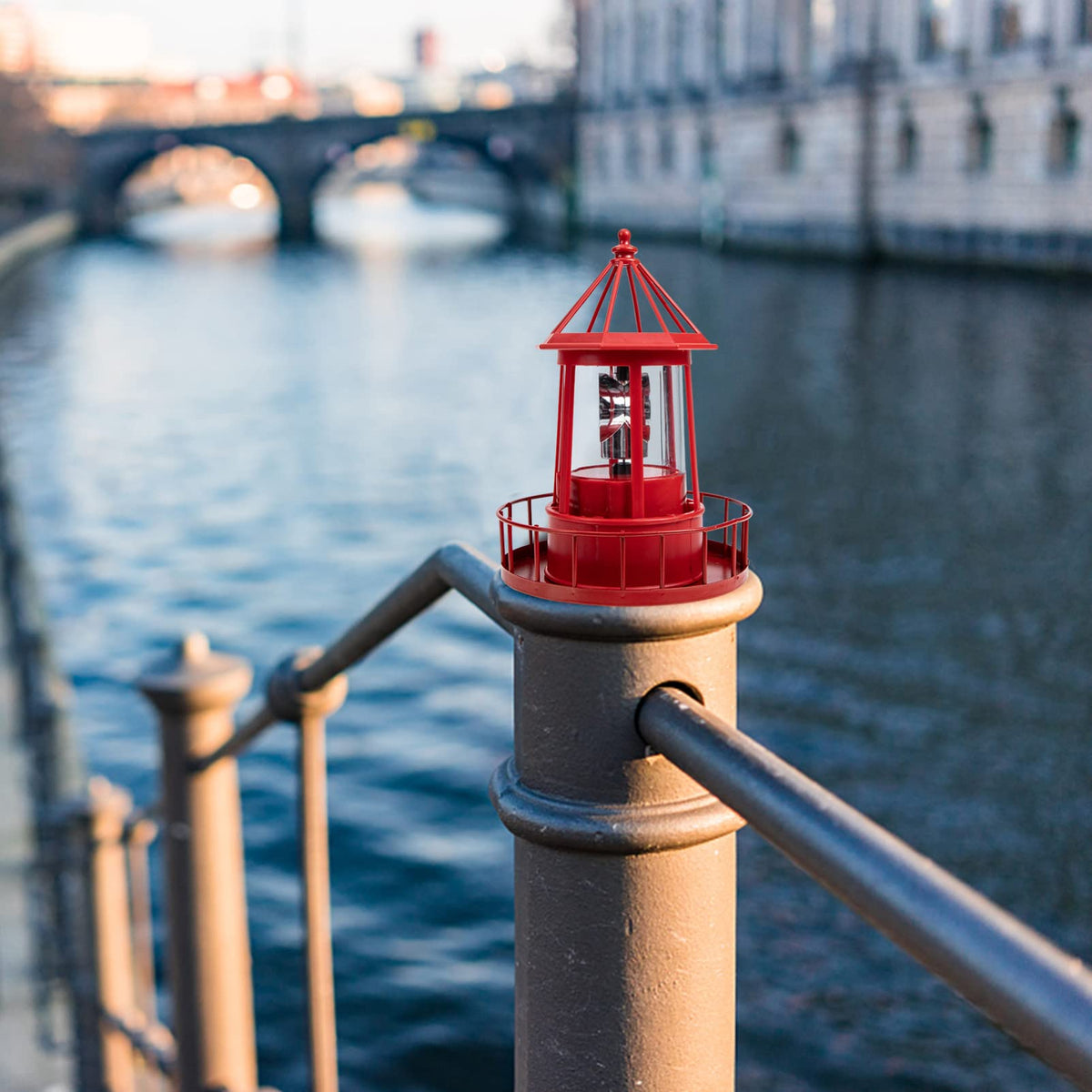 Solar Powered Lighthouse Iron Rotating Solar Light H4366