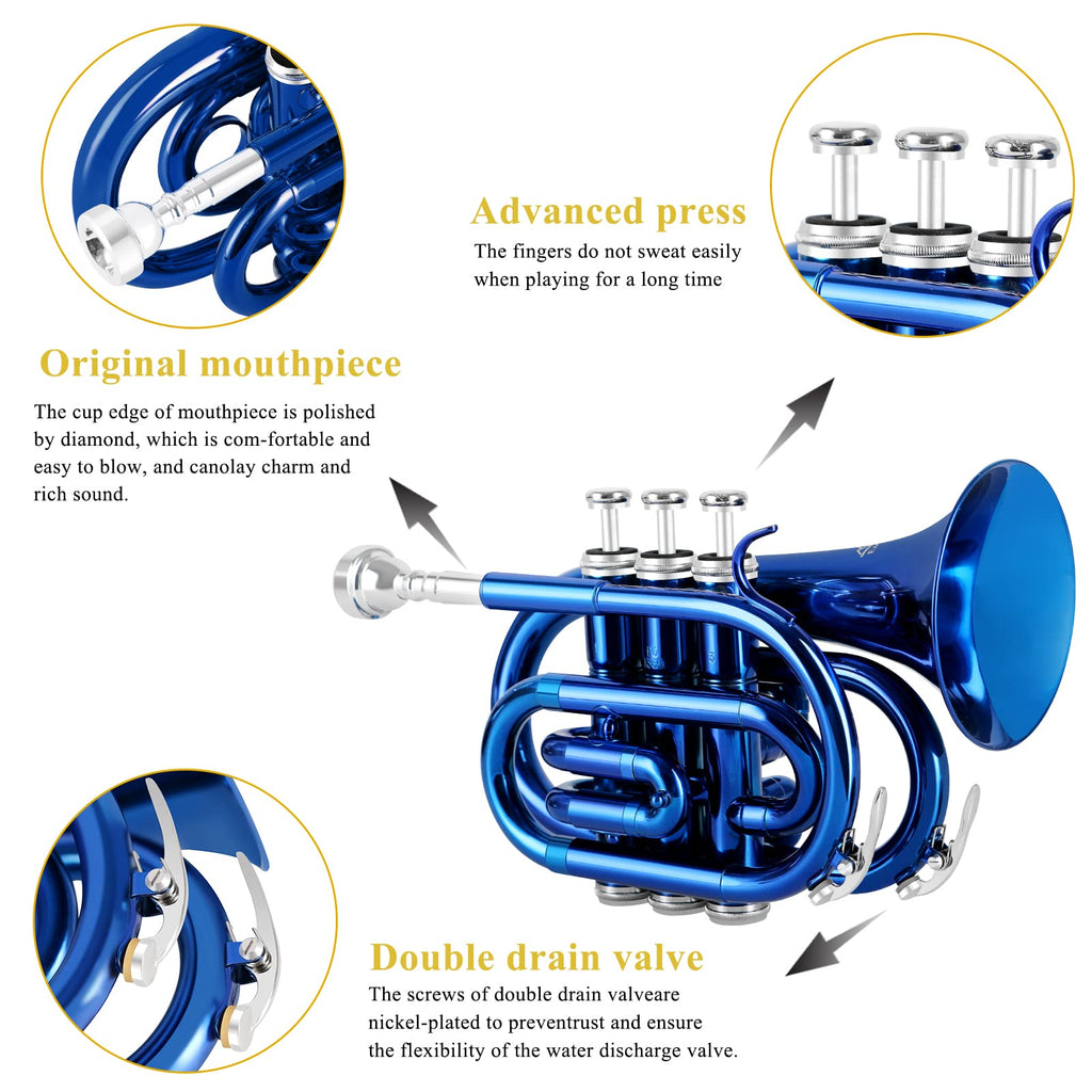 Bb Brass Pocket Trumpet with 7C Mouthpiece K3045