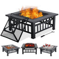 32" Square Wood Burning Fire Pit Table with Spark Screen A781469