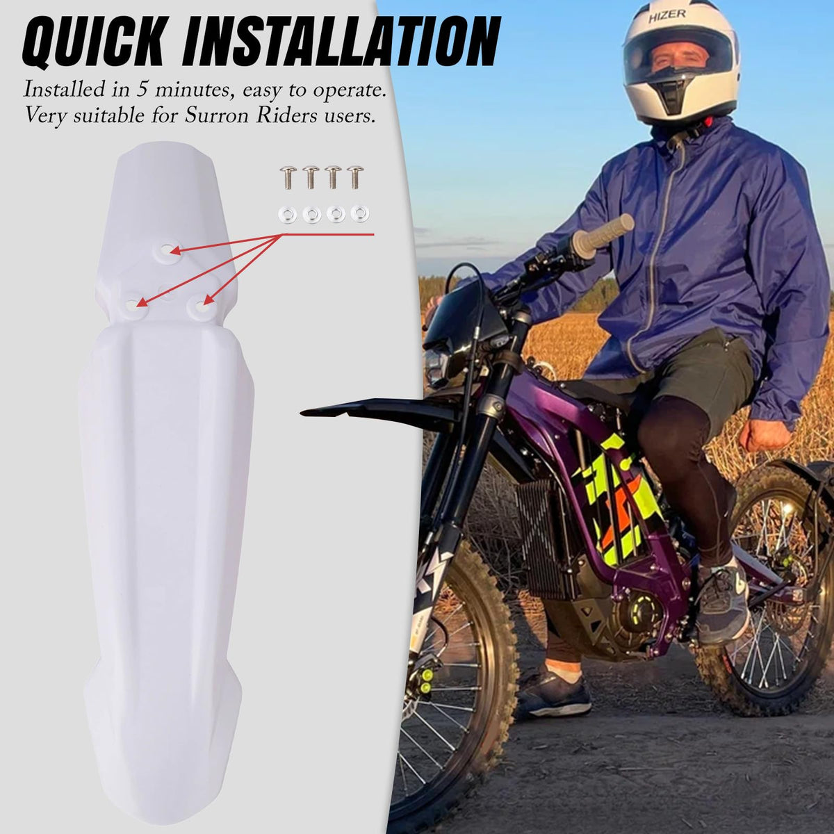 White Dirt Bike & Ebike Front Fender G8201