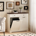 20 Gallon Double Tilt Out Wood Trash Can Cabinet with Drawer M400