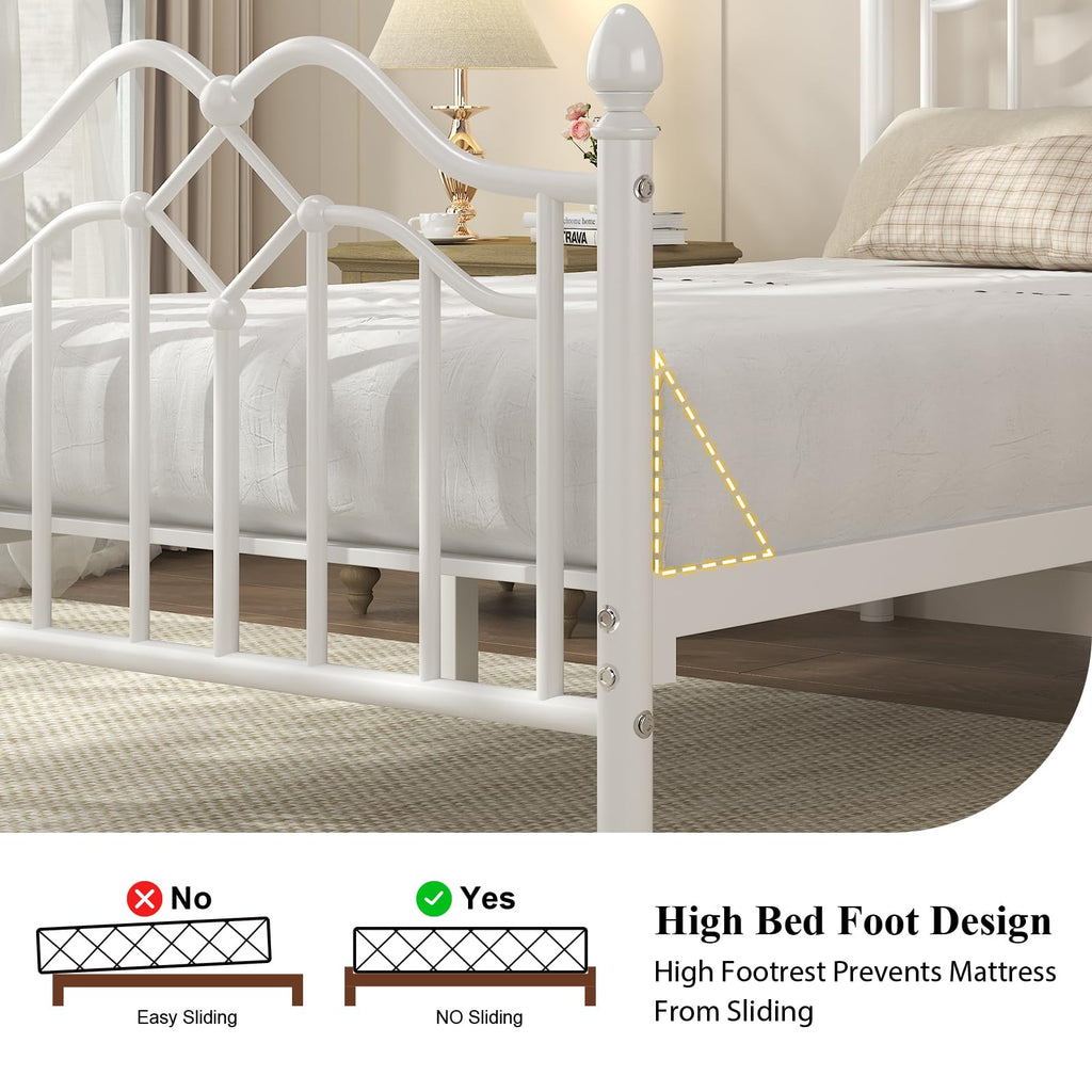 Twin Size Bed Frame with Victorian Headboard & Footboard E6291
