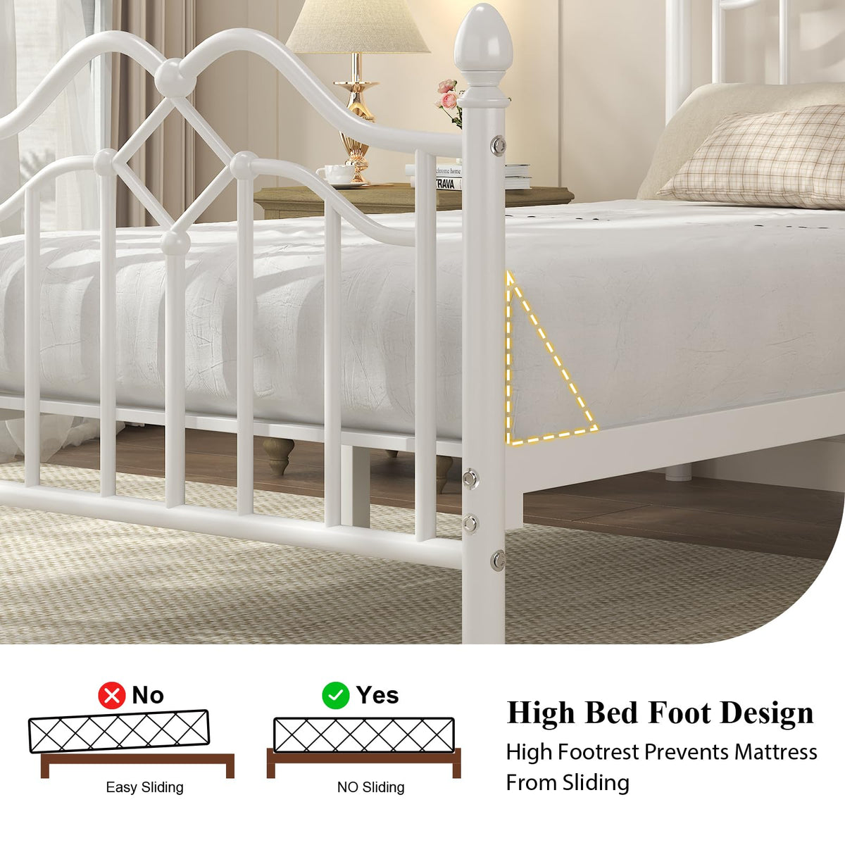 Twin Size Bed Frame with Victorian Headboard & Footboard E6291