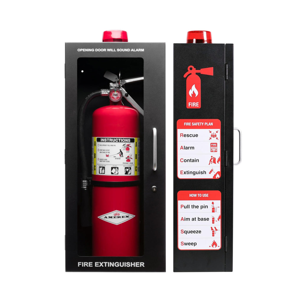 Black Fire Extinguisher Cabinet with Alarm and Lock R333