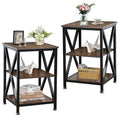 Square End Tables Set of 2 Rustic Brown O85990