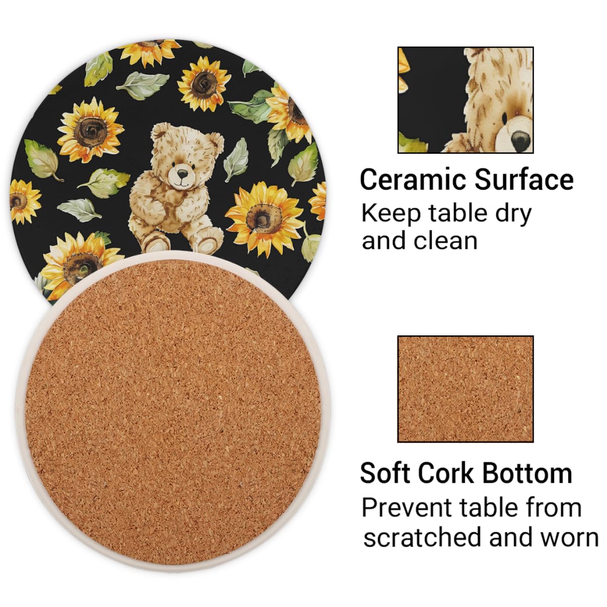 Round Absorbent Ceramic Coasters Set of 4 D724420