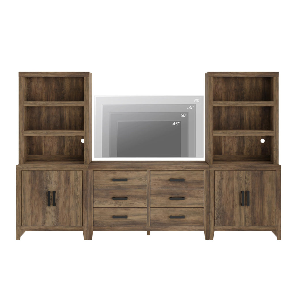 4-Piece Modular Entertainment Center with Bookshelves P59928