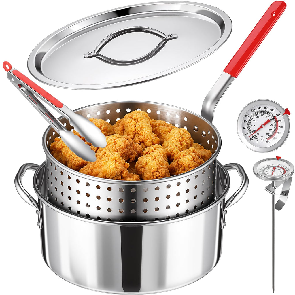 10 QT Stainless Steel Deep Fryer Pot with Basket P69271