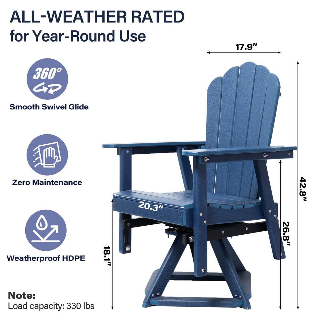 HDPE Swivel Adirondack Chair Set of 2 Navy Blue C399636
