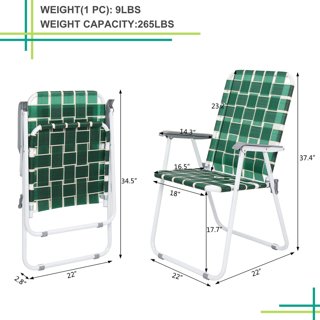 Dark Green Strip Set of 2 Folding Beach Chairs Y612808
