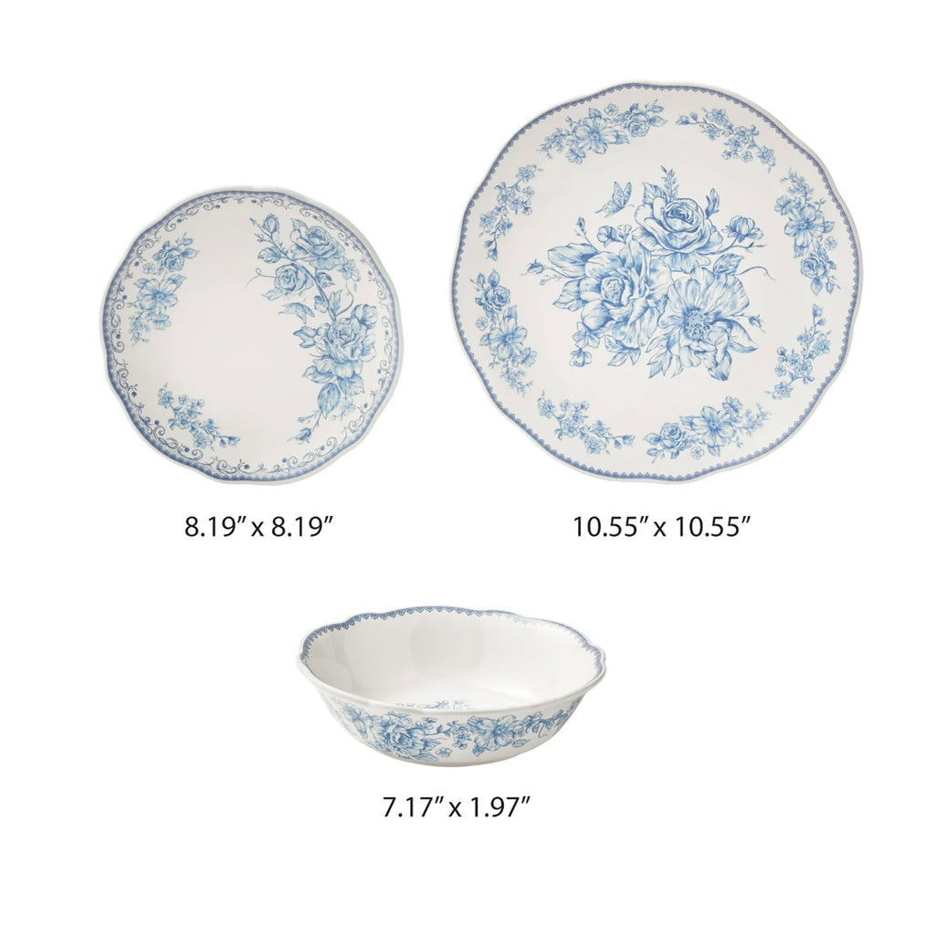 Blue 12-Piece Stoneware Dinnerware Set P516