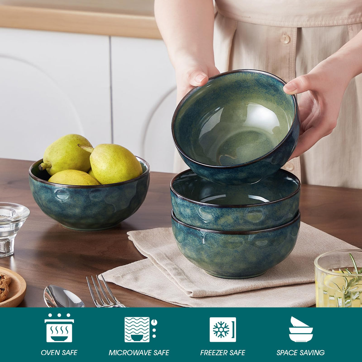 Ceramic Green Bowls Set of 4 P810