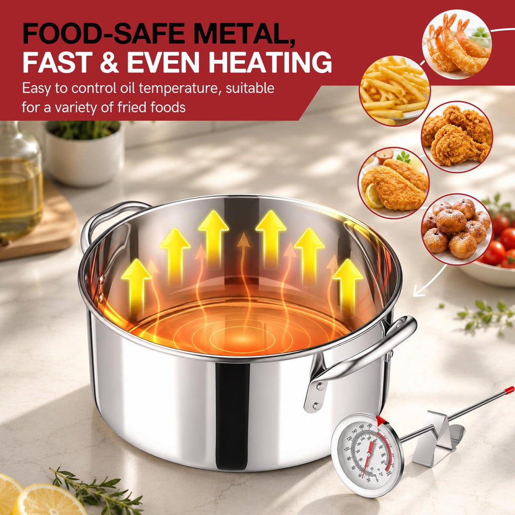10 QT Stainless Steel Deep Fryer Pot with Basket P69271