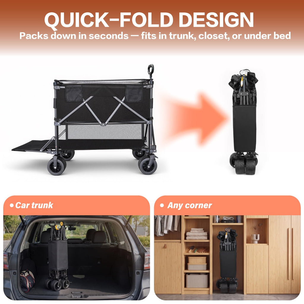600L Foldable Collapsible Wagon Cart with Wheels K572675