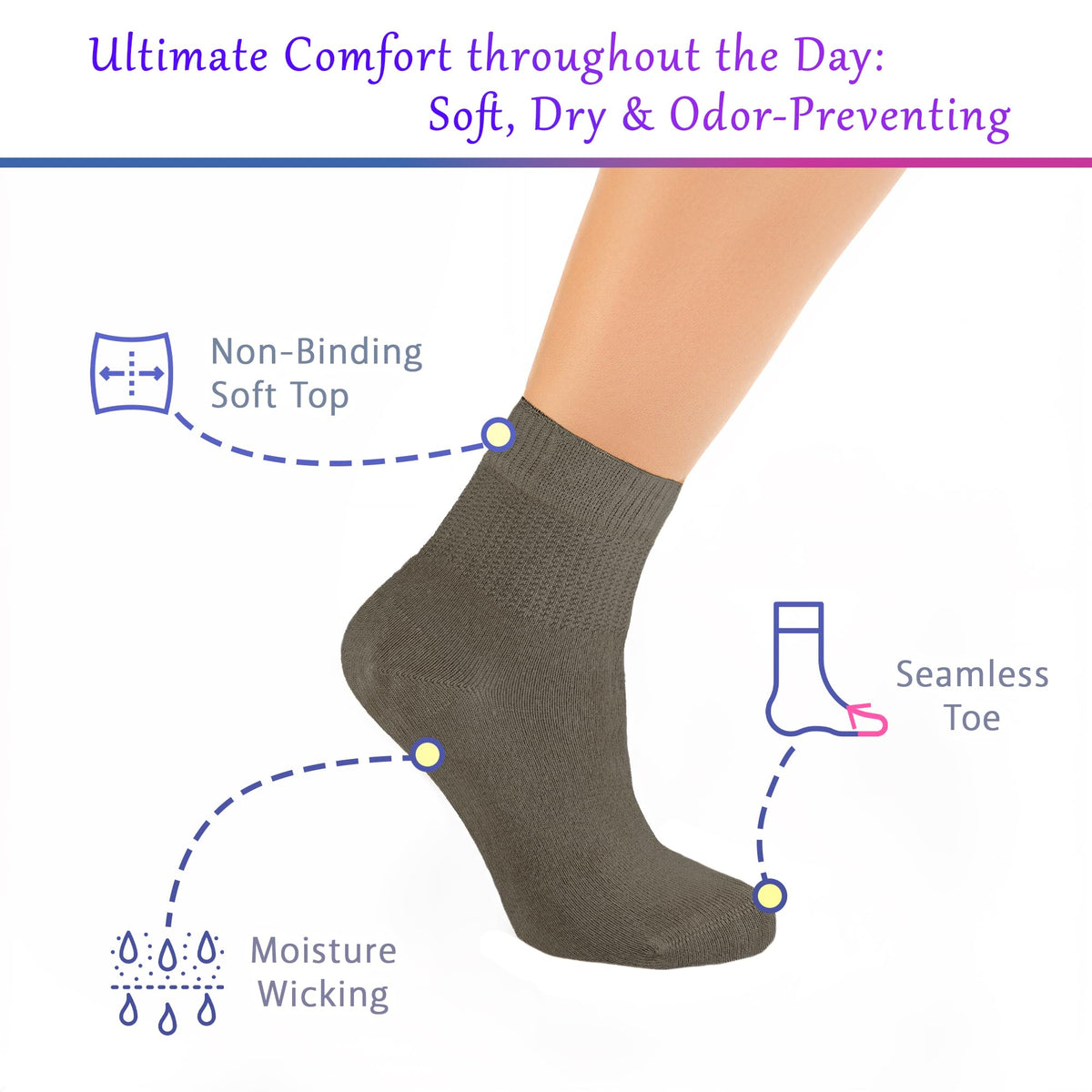 Bamboo Viscose Non Binding Ankle Socks F73298