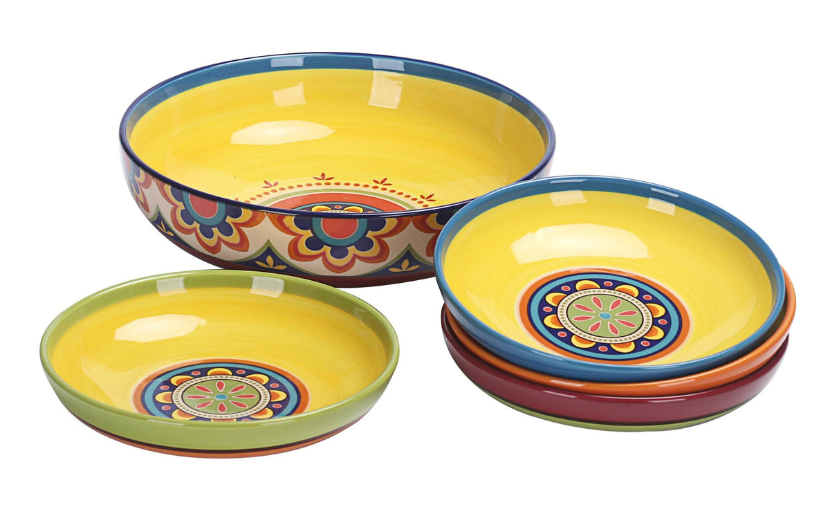 Ceramic Pasta Bowl Set of 5, Microwave & Dishwasher Safe Y615689