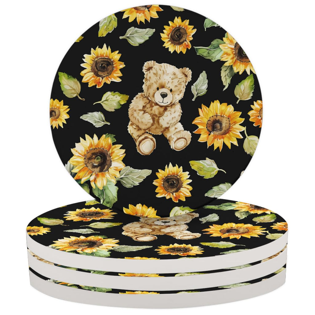 Round Absorbent Ceramic Coasters Set of 4 D724420