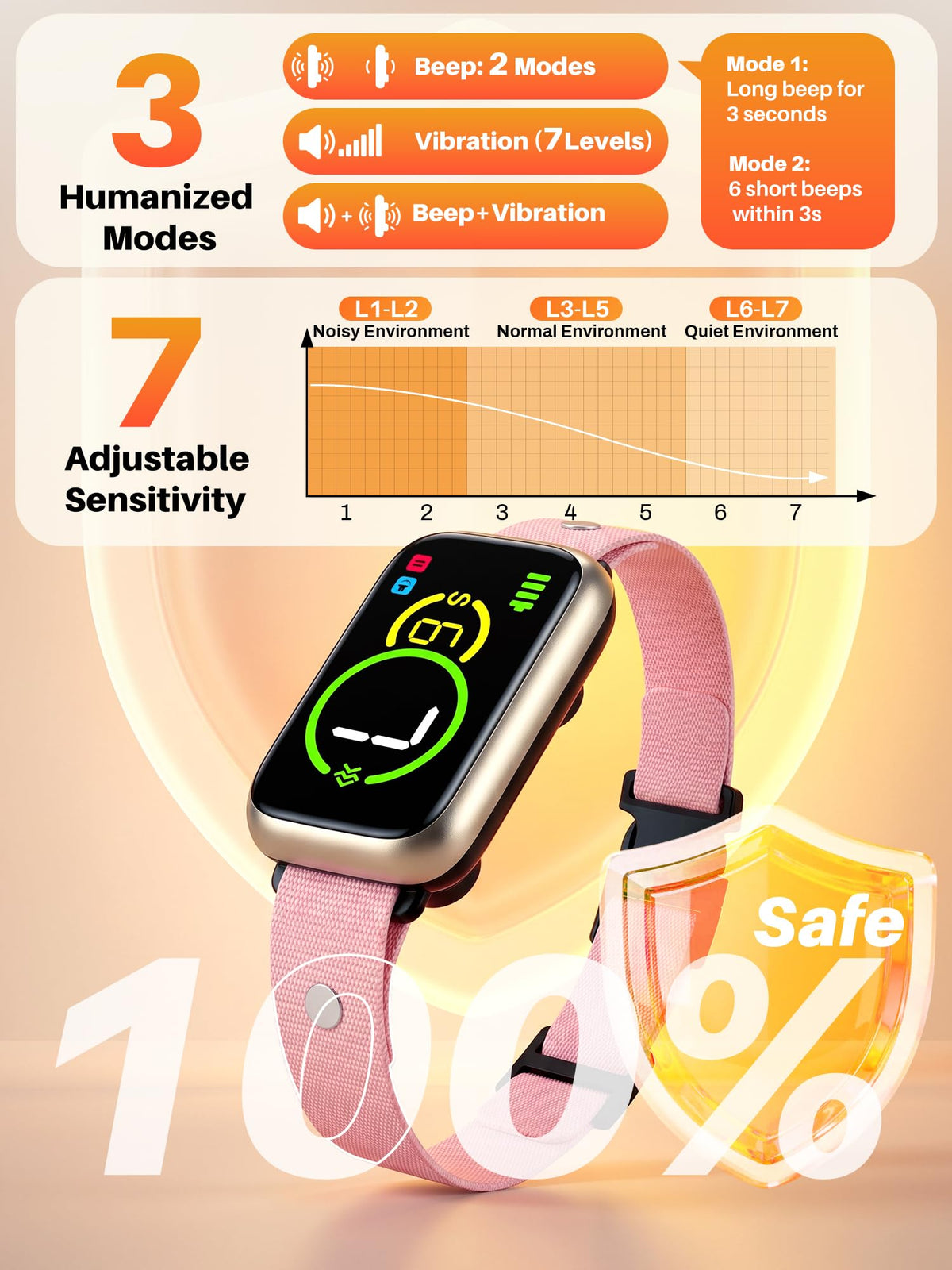 Humane Anti Barking Dog Collar with Beep Vibration X939420