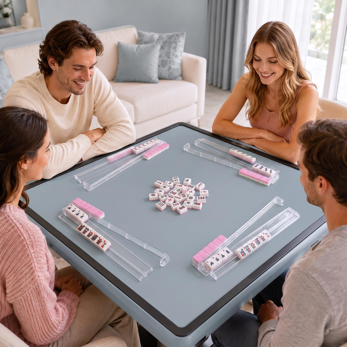 Clear Mahjong Racks with Pushers, 4-Pack P213