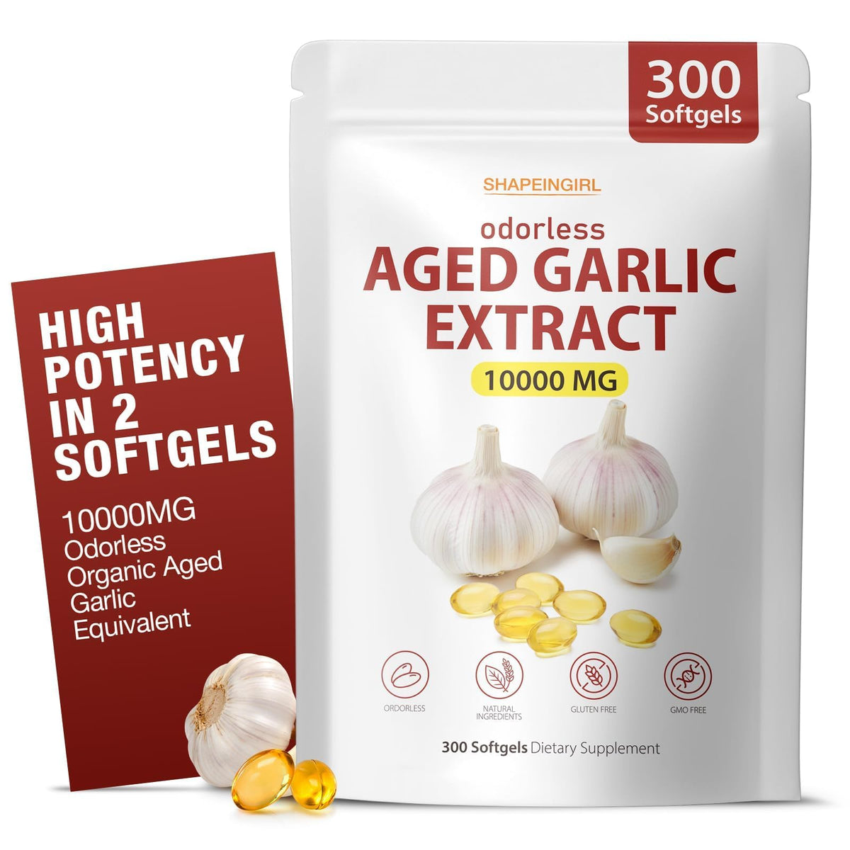 Garlic Extract Supplements, 300 Softgels U72202