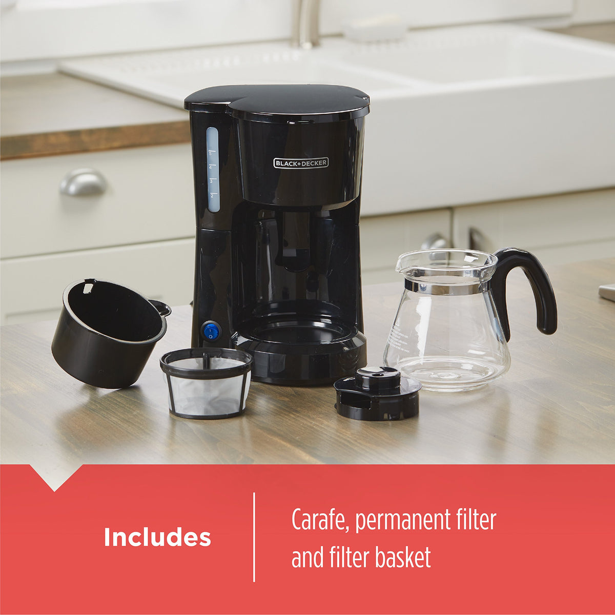 4-in-1 5-Cup Coffee Maker, Black I380695