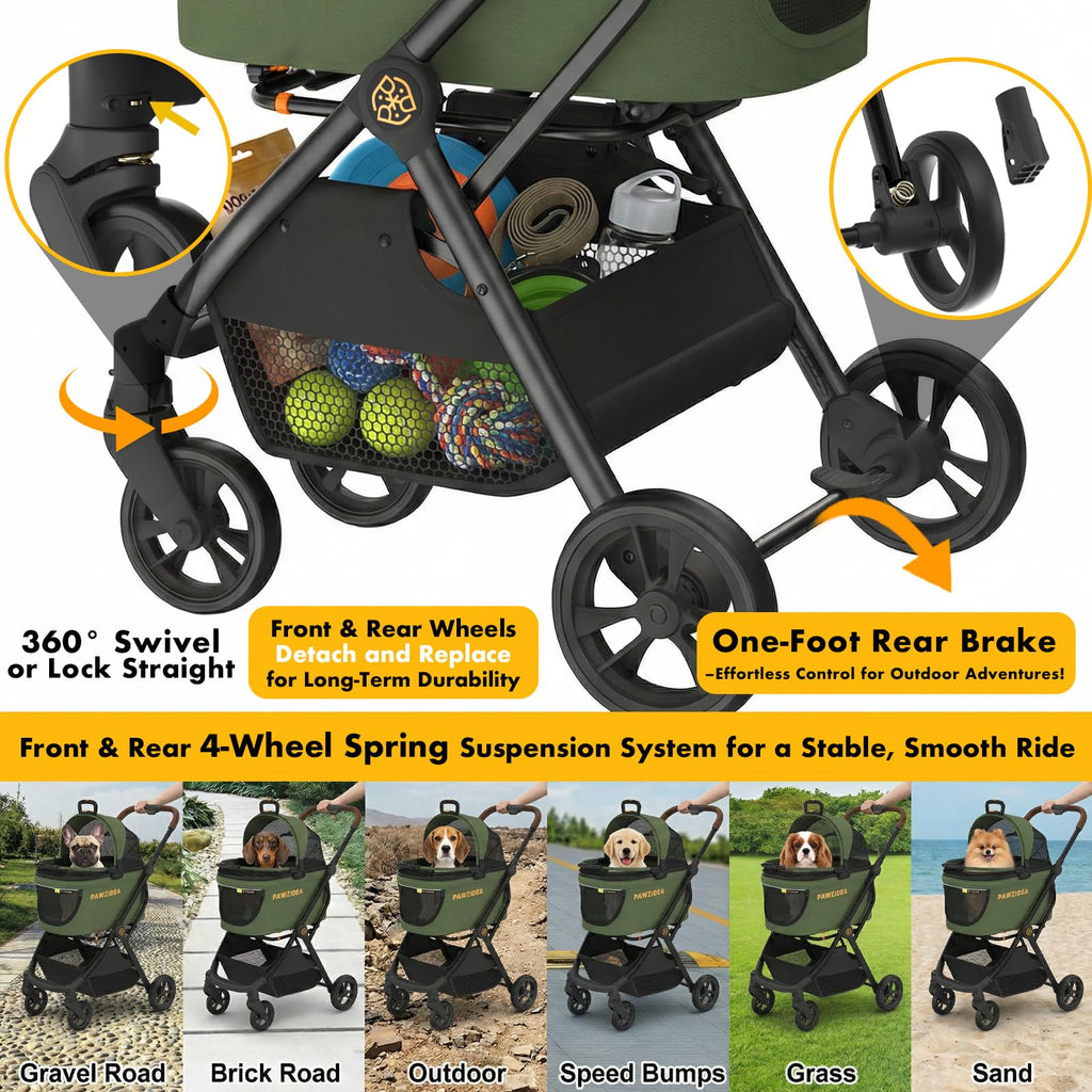 Foldable Pet Stroller with Detachable Carrier S8269