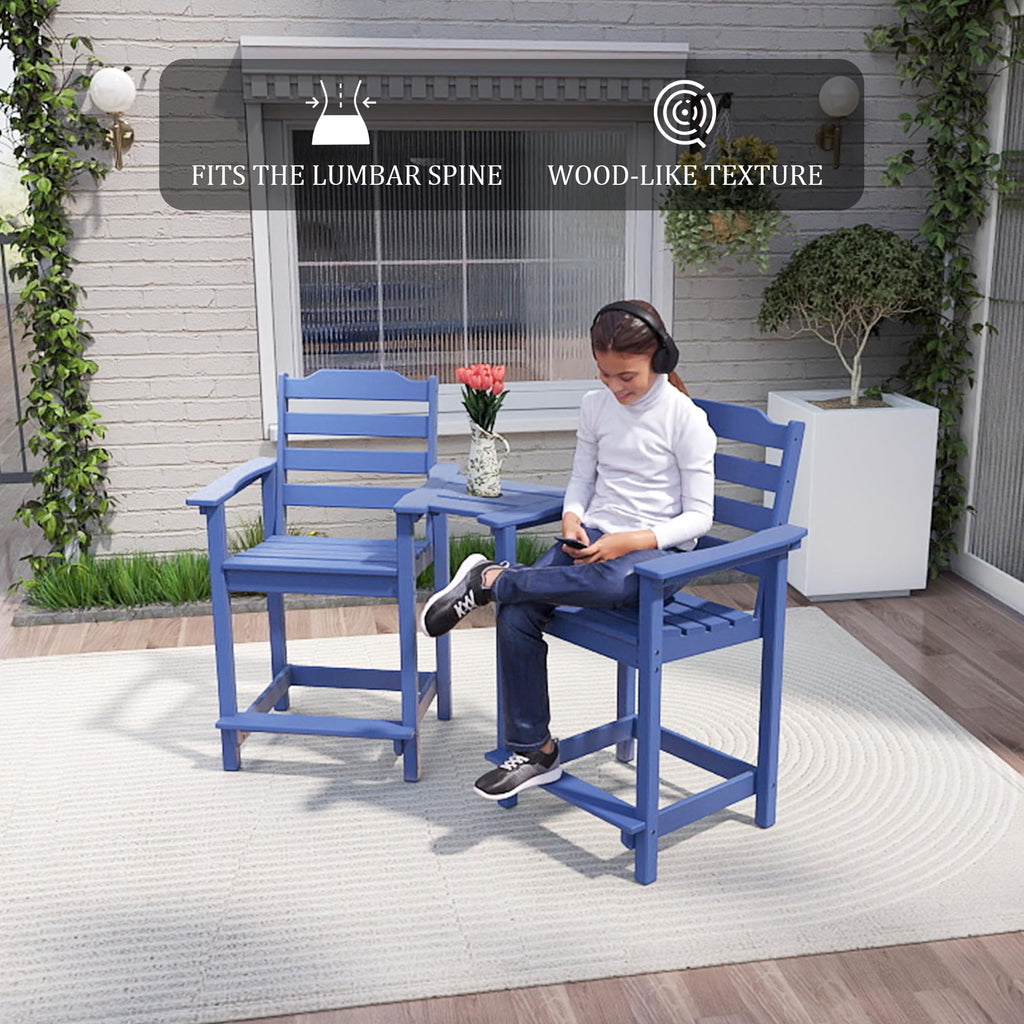 HDPE All-Weather Plastic Adirondack Chair Set of 2 Navy Blue I729754