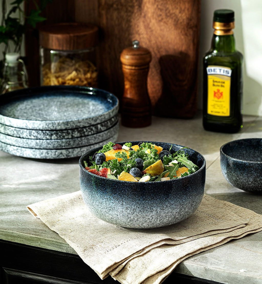 36 Ounce Ceramic Bowl Set of 4 Dark Blue I750