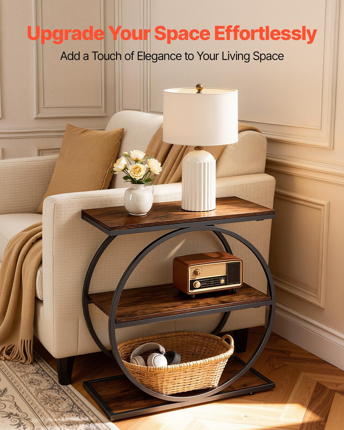 3-Tier Narrow Side Table with Open Storage Shelves N92703