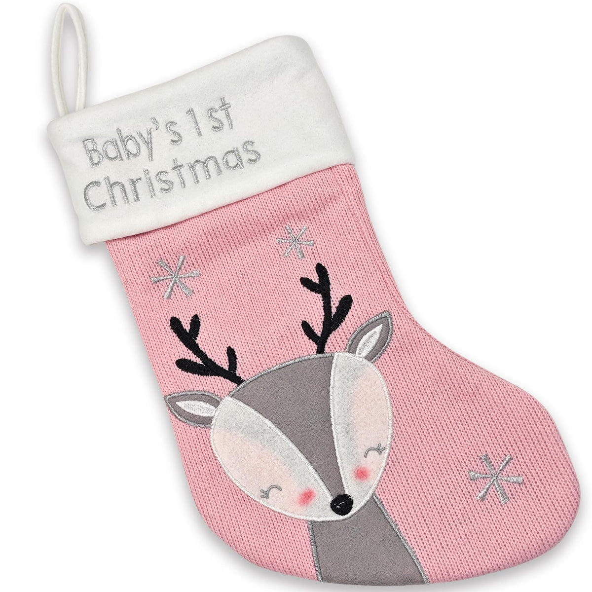 Pink Grey Christmas Stocking S38821