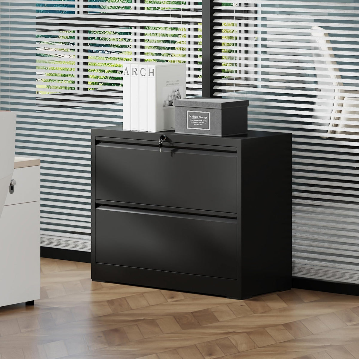 2 Drawer Black Metal File Cabinet with Lock N309187