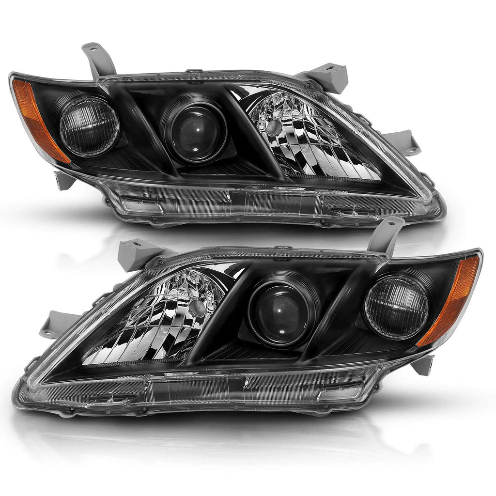 2007-2009 Toyota Camry Black Projector Headlight Assembly Pair V881