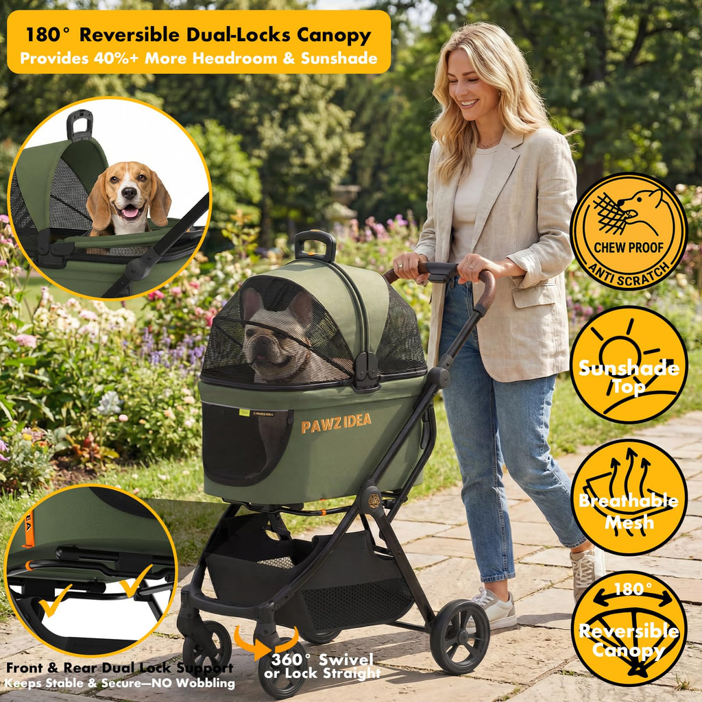 Foldable Pet Stroller with Detachable Carrier S8269