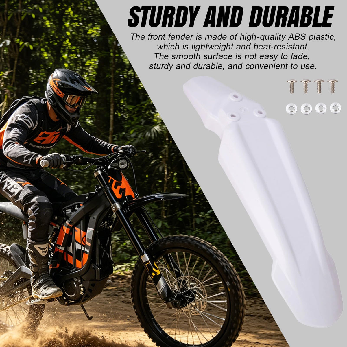 White Dirt Bike & Ebike Front Fender G8201