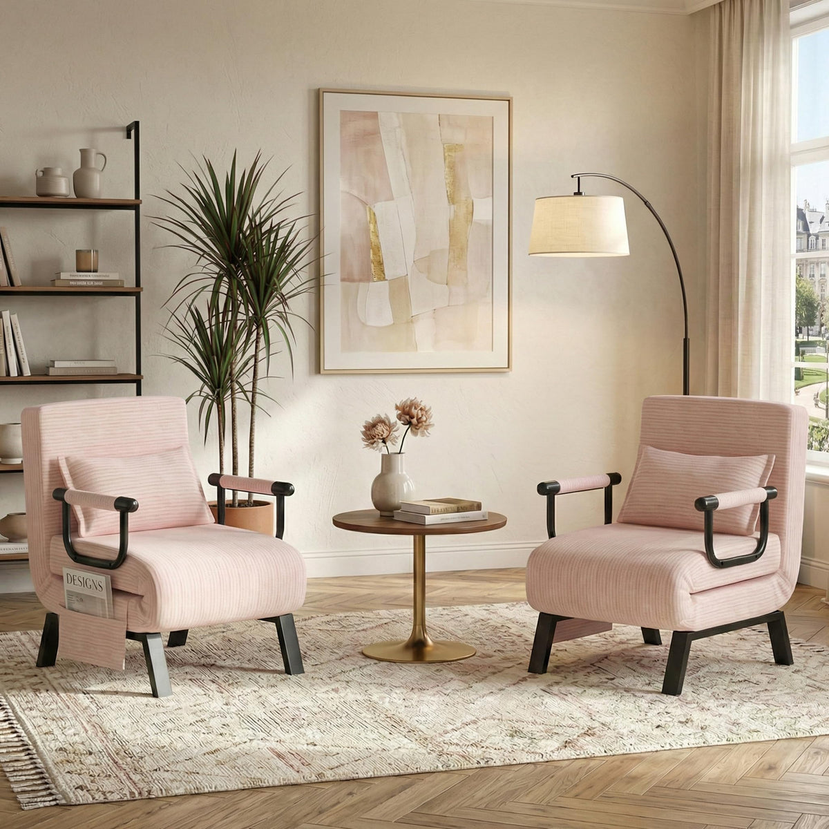 Pink Folding Sleeper Chair Bed C35549
