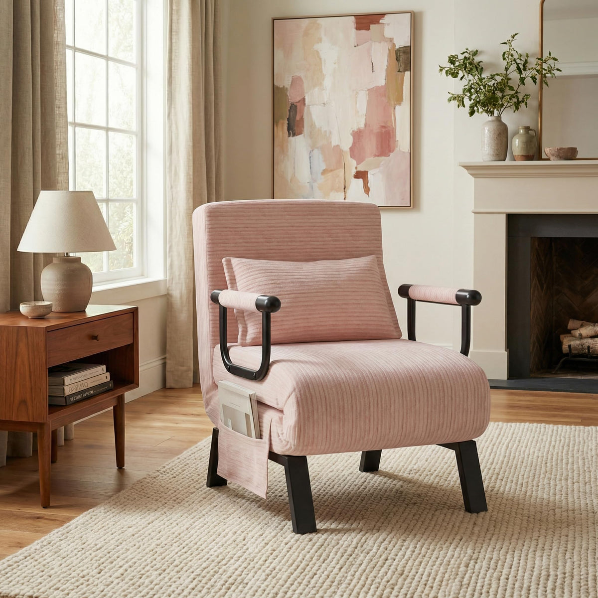 Pink Folding Sleeper Chair Bed C35549