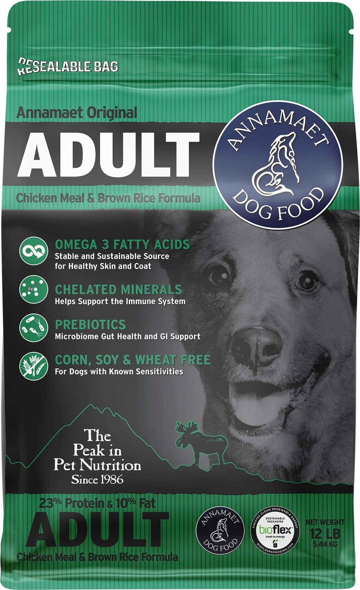 Dry Dog Food 23% Protein Chicken & Brown Rice 12-lb Bag P639520