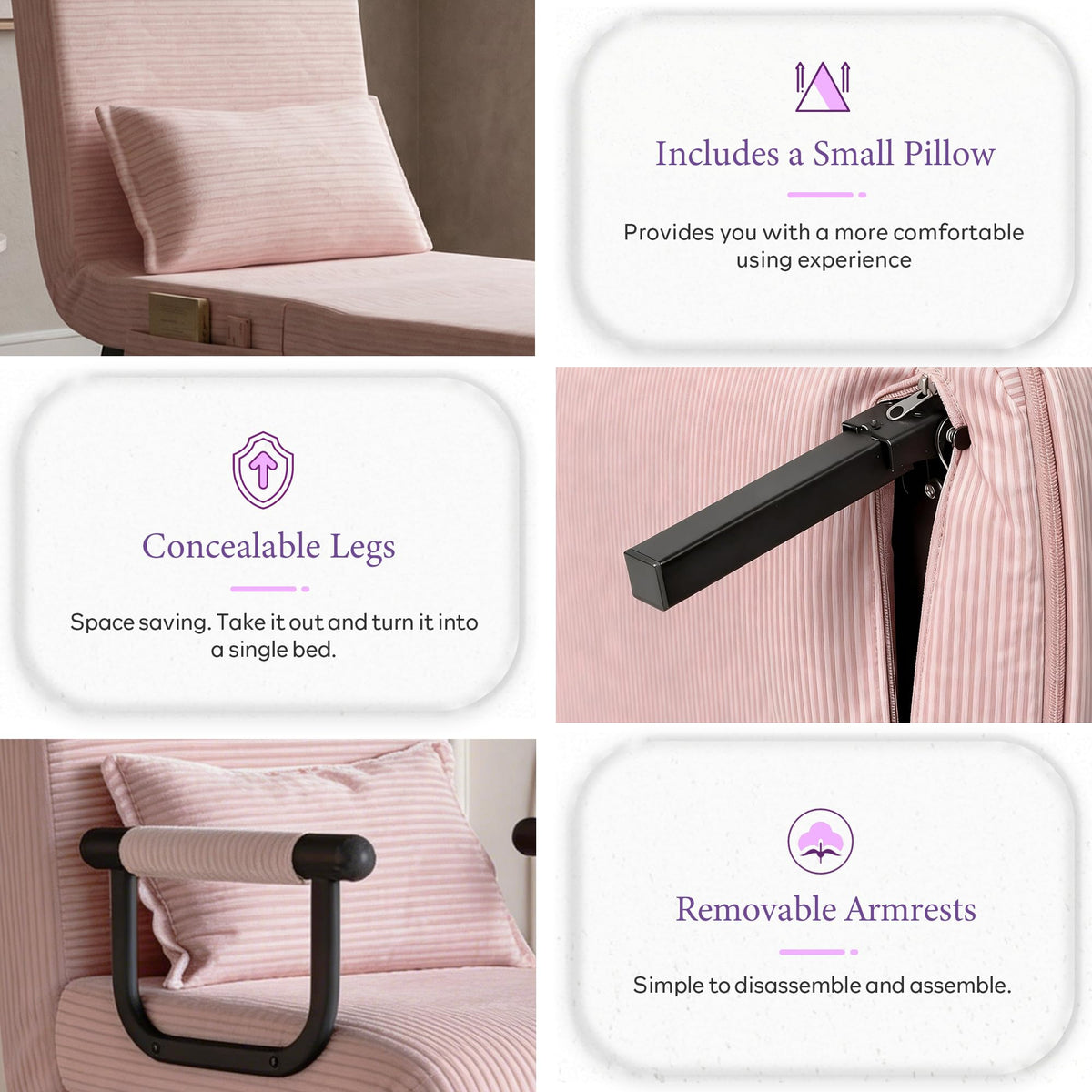 Pink Folding Sleeper Chair Bed C35549