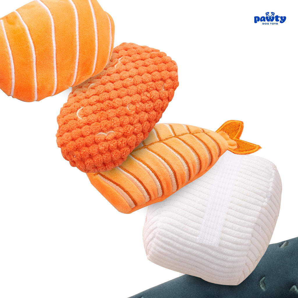 Plush Squeaky 3-Piece Sushi Dog Toy D955