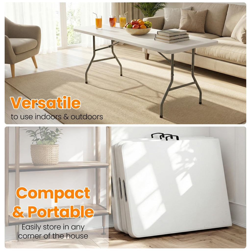 6FT White Portable Plastic Folding Table M106